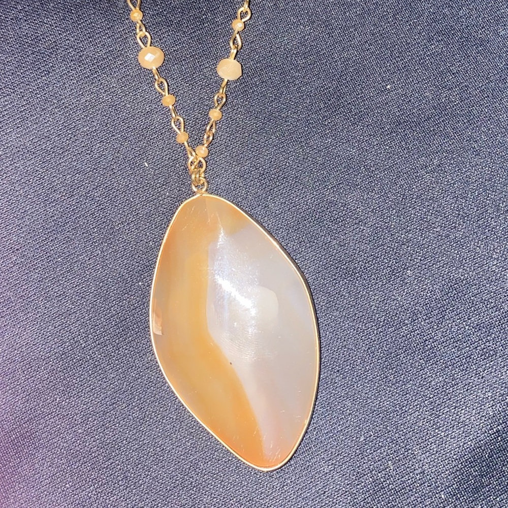 Brown & White Crystal Necklace